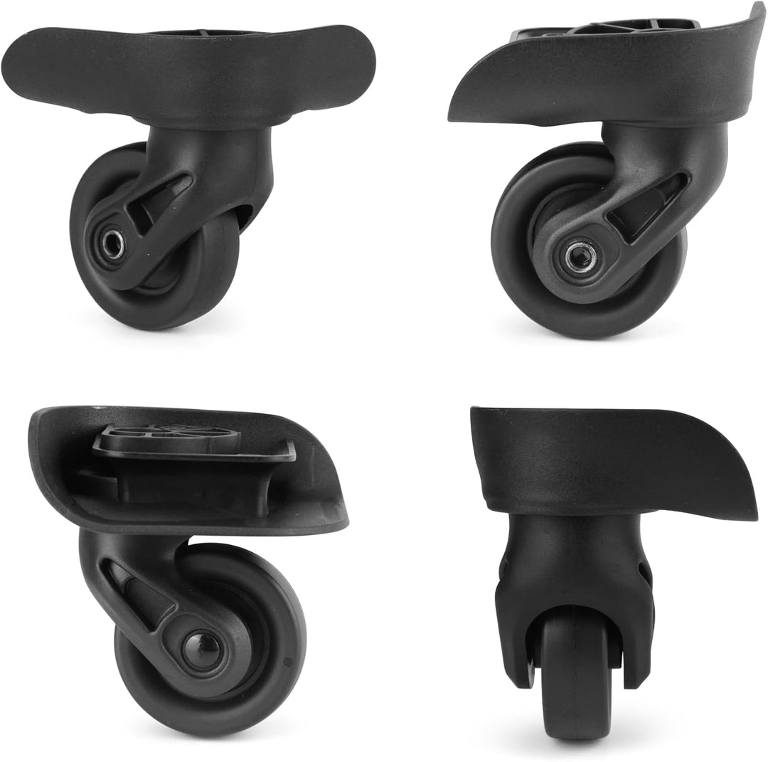 GUGULUZA Ersatzräder für Weichschalen Hartschalen-Koffer Gepäck und Reisekoffer,Paare, Schwarz (W237