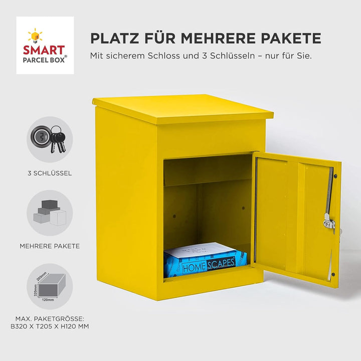 Smart Parcel Box, mittelgrosser Paketbriefkasten mit Paketfach und Briefkasten, sicherer Paketkasten