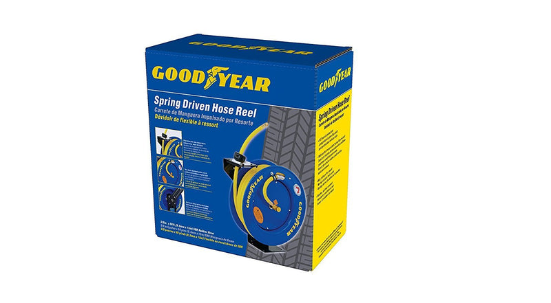 Goodyear Schlauchtrommel Stahl Einziehbare Air Compressor Schlauchaufroller mit 9,5mm × 15m schlauch