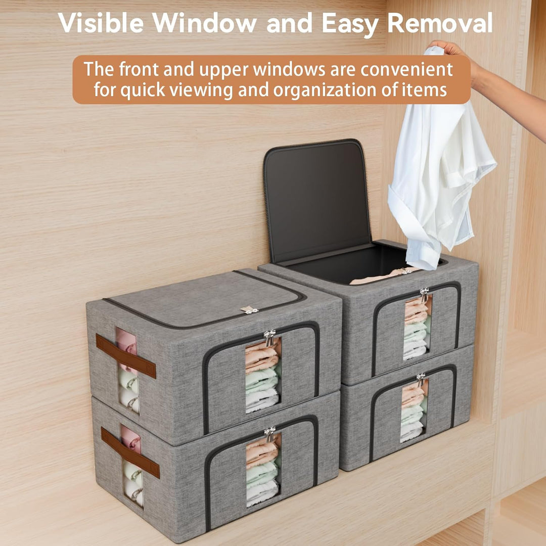 Kleidung Aufbewahrungstasche Faltbar Metallrahmen: Stapelbare Aufbewahrungsbox mit Deckel für Kleide