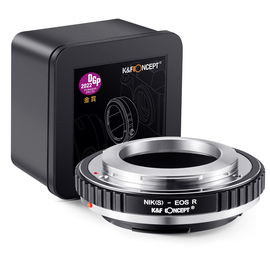 K&F Concept Lens Mount Adapter NIK(S)-EOS R Manual Focus Kompatibel mit Nikon(S) Objektiv an Canon E