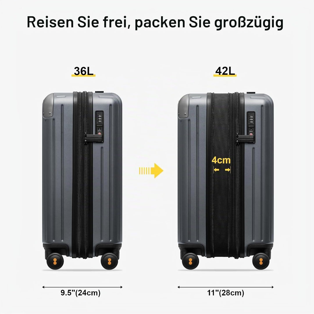 LEVEL8 Koffer Trolley Leicht Handgepäck Erweiterbar, 55cm, 36-42L | Hartschalenkoffer aus 100% Polyc