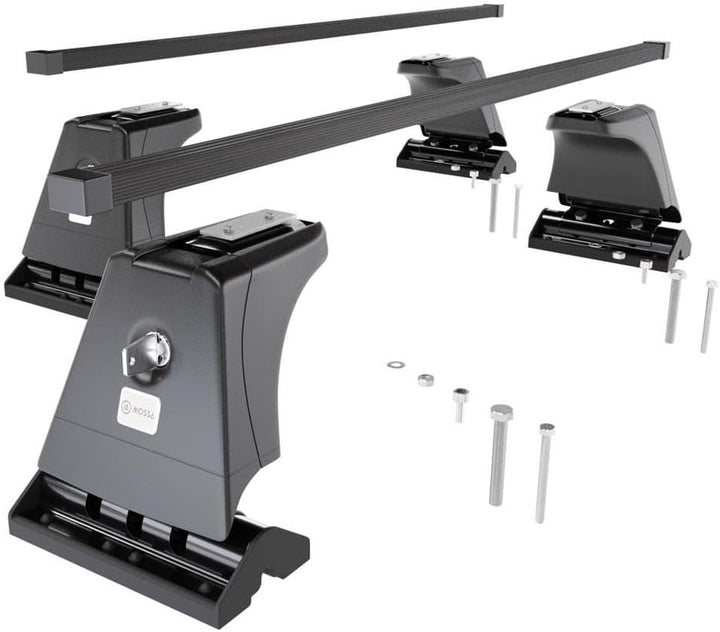 Mossa - Stahl-Dachträger kompatibel mit VW Volkswagen Multivan T5 Van (2010-2015) - schwarz Dachträg
