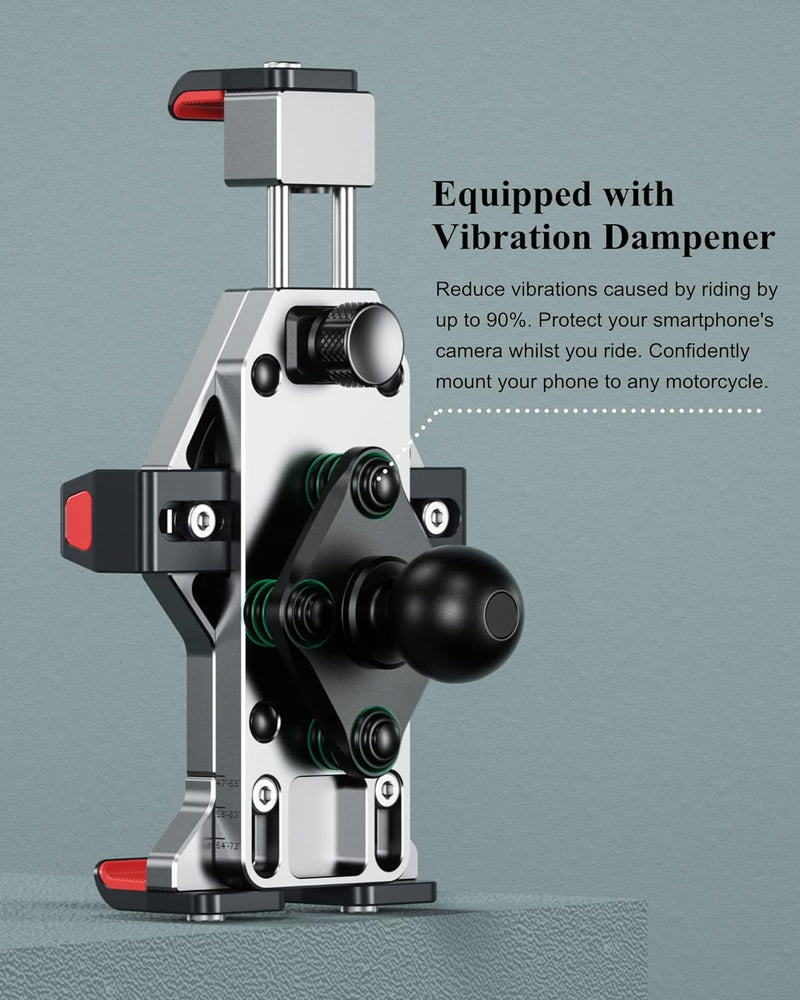 BRCOVAN Aluminiumlegierung Motorrad Handyhalterung mit Vibrationsdämpfer und Sicherheitsschalter, 36