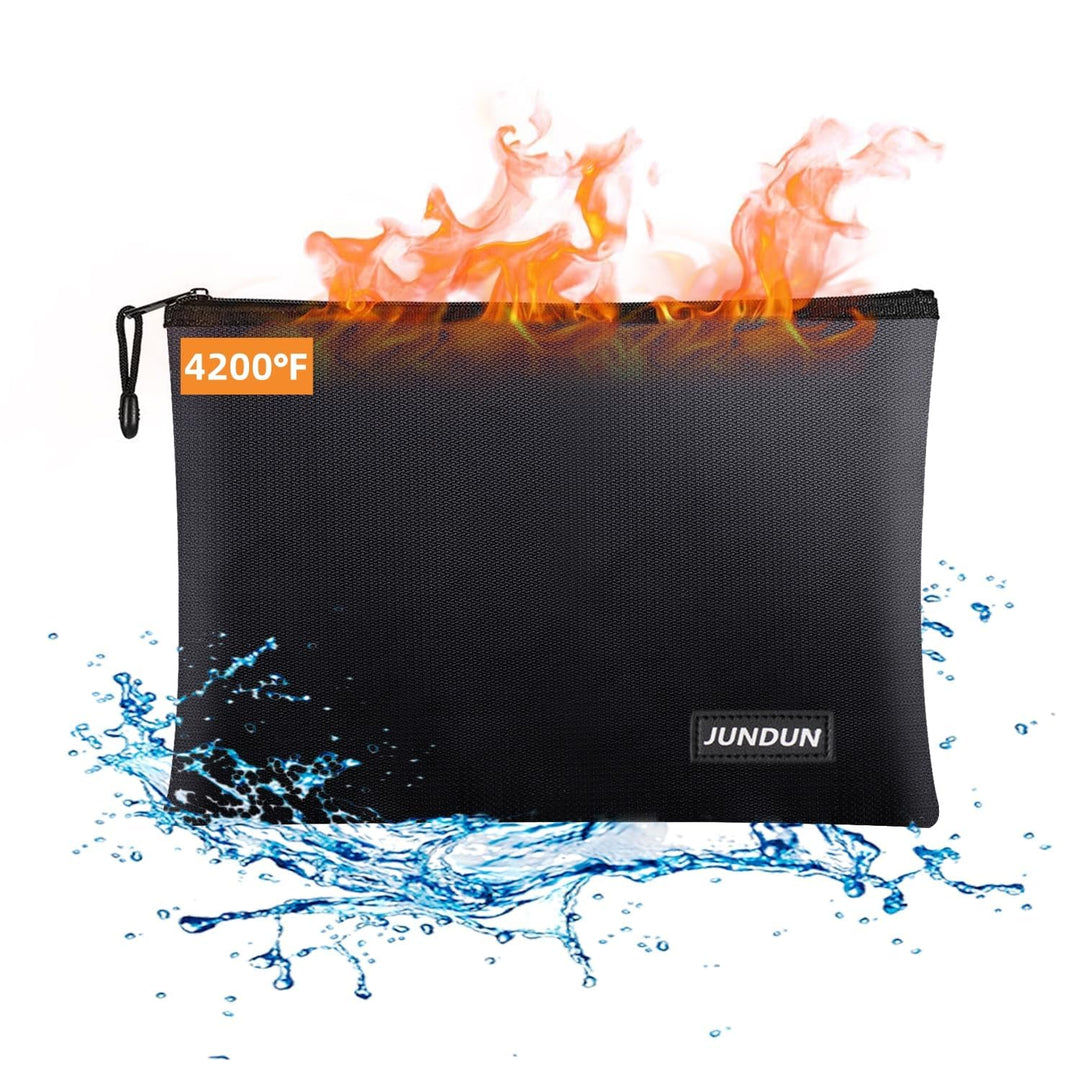 JUNDUN Feuerfeste Dokumententasche(36x26cm 4200℉), Feuerfeste Geldtasche, Tresor Feuerfest Wasserdic