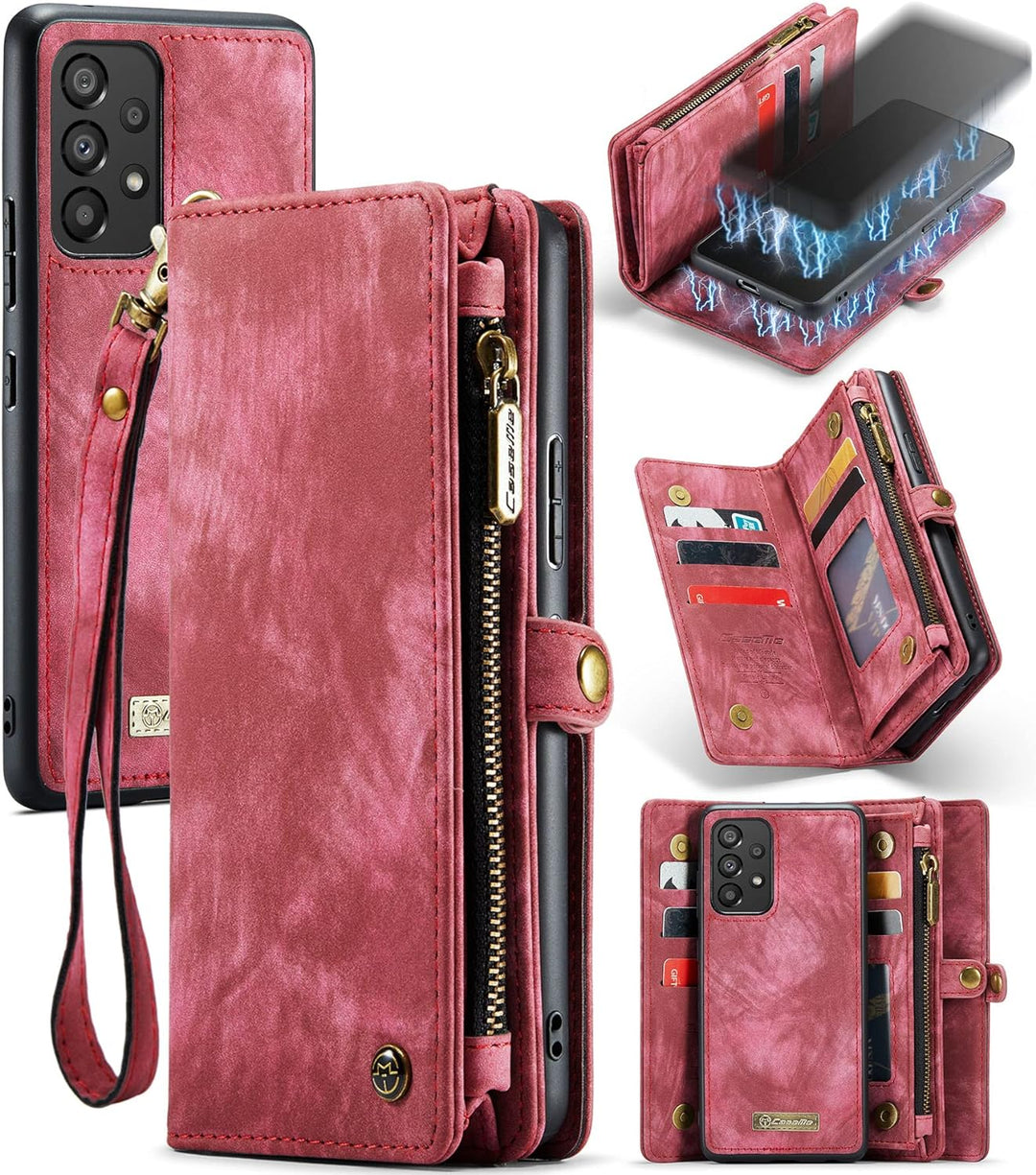 UFinetech Samsung A53 Hülle, Stossfeste TPU Leder Flip Tasche Samsung Galaxy A53 5G Handyhülle, Magn