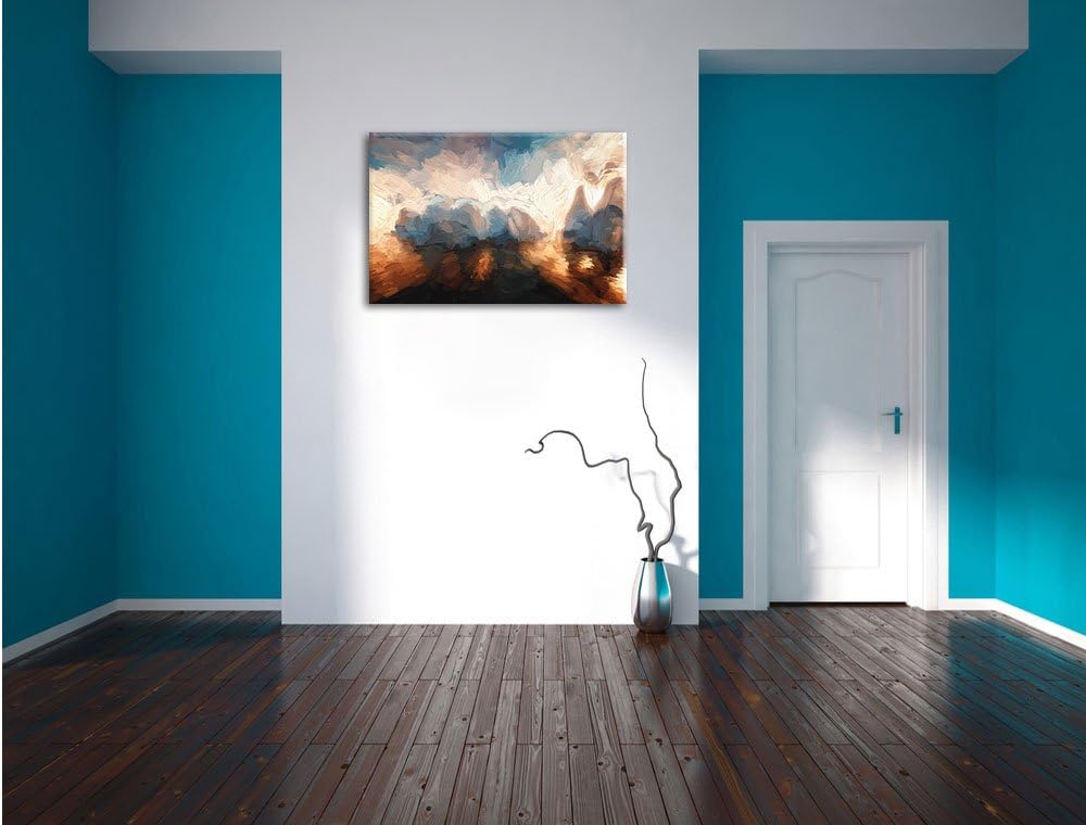 Pixxprint Eisschollen in der Antarktis Kunst Pinsel Effekt, Format: 100x70 auf Leinwand, XXL riesige