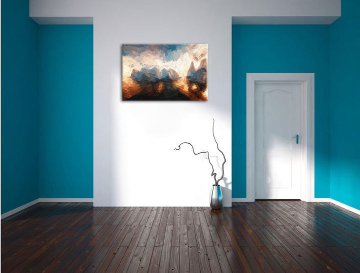 Pixxprint Eisschollen in der Antarktis Kunst Pinsel Effekt, Format: 100x70 auf Leinwand, XXL riesige