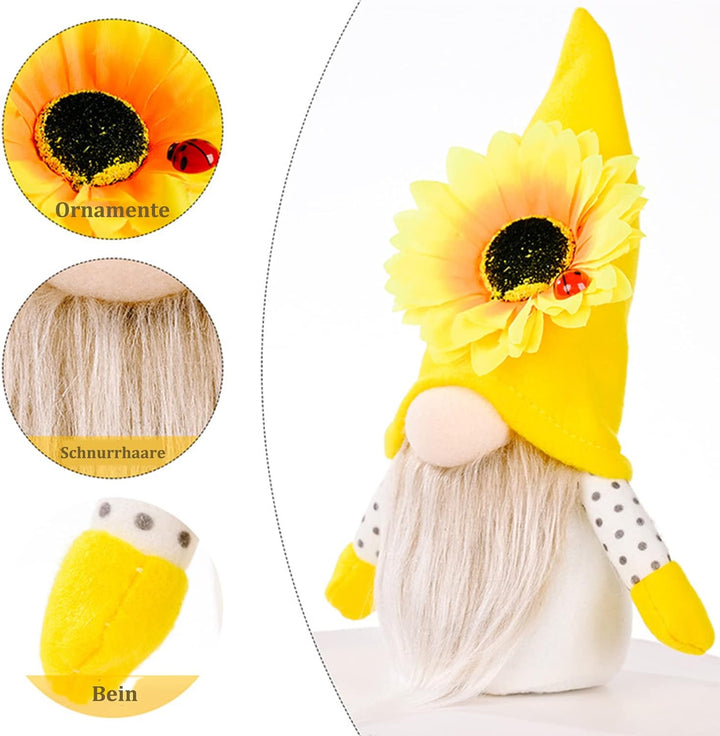 ENLACE Frühling Sonnenblume Biene Wichtel, Handgefertigte Gefüllte Gesichtslose Puppe Zwerg Dekorati