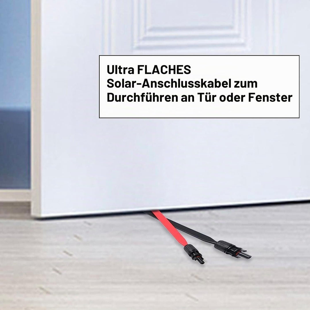 TEOV SOLAR 1 Paar Solarkabel Fensterdurchführung 100CM Flach mit Stecker und Kupplung, Photovoltaikm