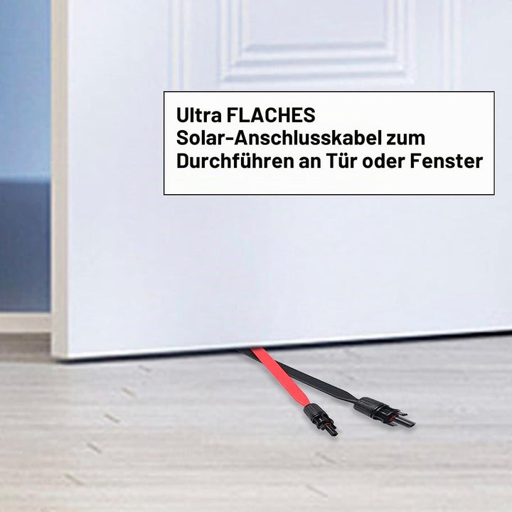 TEOV SOLAR 1 Paar Solarkabel Fensterdurchführung 100CM Flach mit Stecker und Kupplung, Photovoltaikm