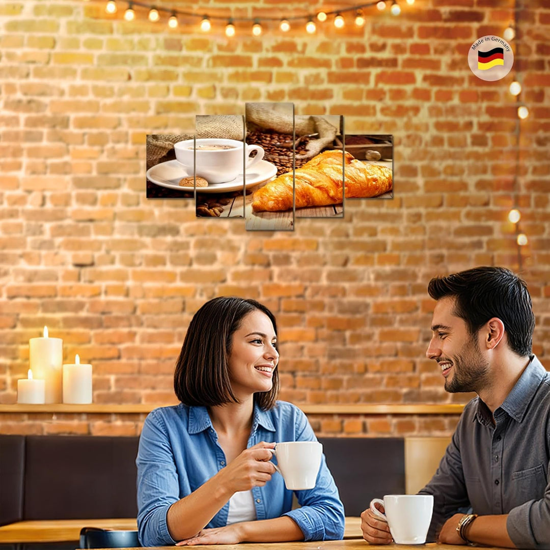 Runa Art Wandbilder Küche Kaffee 5 Teilig Bild auf Vlies Leinwand Deko Esszimmer Küchenbilder Esszim