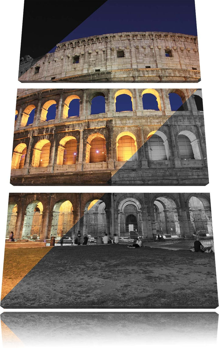Pixxprint Colosseum in Rom Italien als Leinwandbild/Grösse: 3 Teilig (120x80 cm) cm/Wandbild/Kunstdr