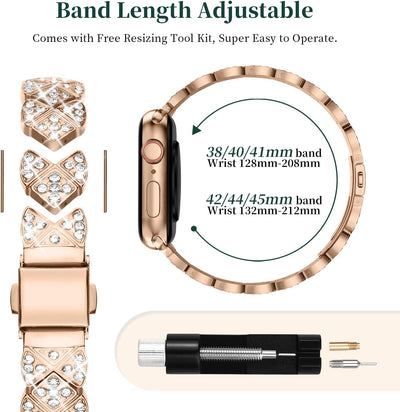 wutwuk Apple Watch Armband 42mm Glitzer Kompatibel mit Apple Watch 3 Armband 42mm mit Schutzhülle Sc