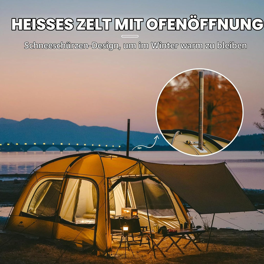 Naturehike Campingzelt 2-4 &amp; 3-6 Personen Thermozelt Hot Tent mit Herdwagenheber PU3000mm UPF50+ mit
