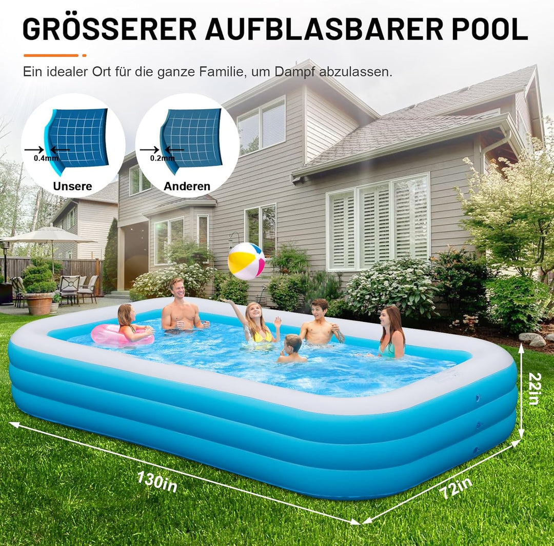 ZEUSFIRE Aufblasbares Pool, Planschbecken für Kinder und Erwachsene, Garten, Hinterhof, Sommerwasser