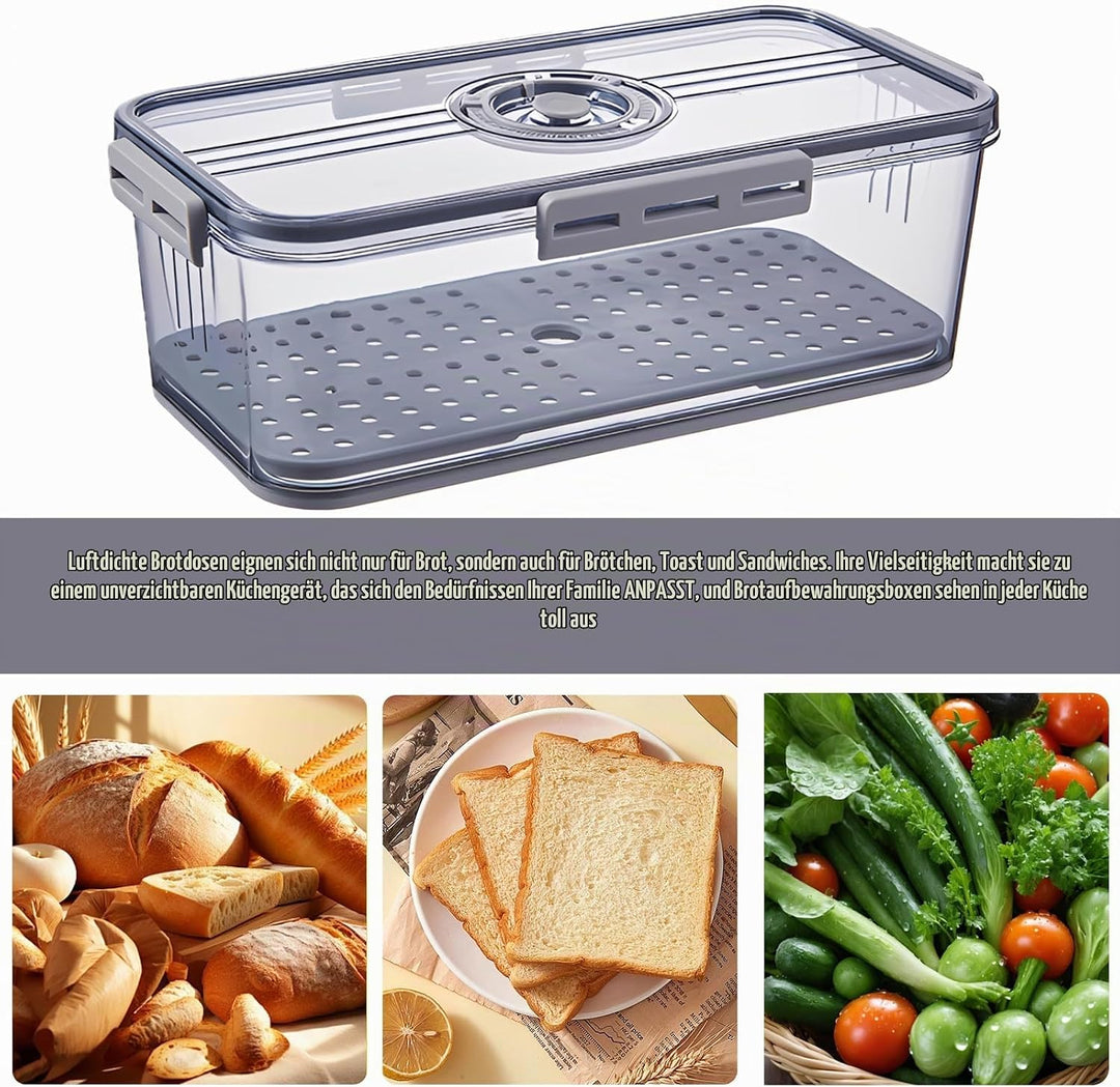 BAIFULAI Brotkasten Brotbox, Brot Aufbewahrungsbox, lebensmittelechtes PET-Material, Zeitaufzeichnun