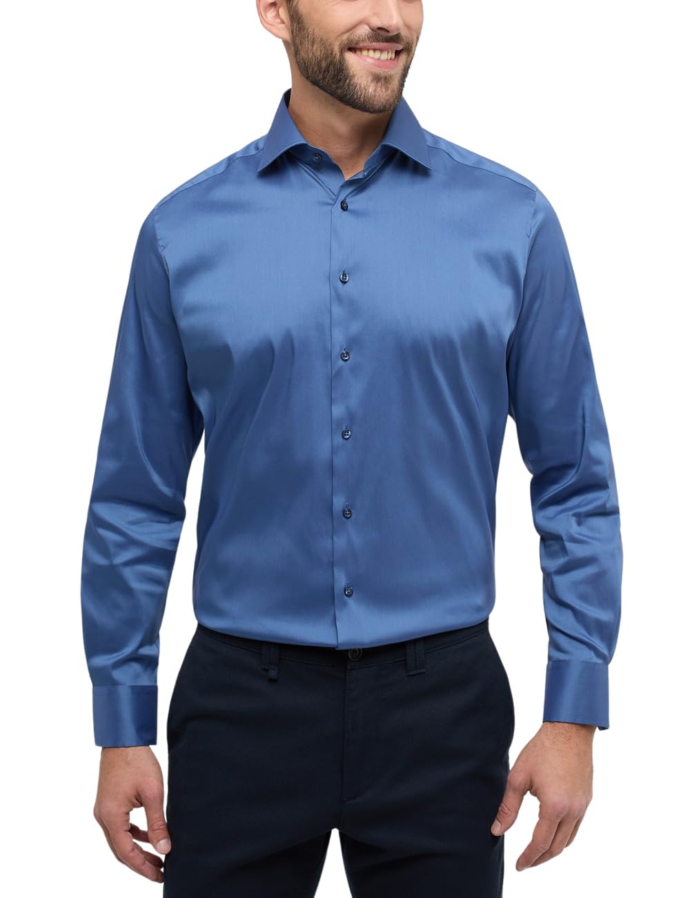 ETERNA Herren Performance Shirt MODERN FIT 39 Kragen / 67 Ärmel Rauchblau, 39 Kragen / 67 Ärmel Rauc