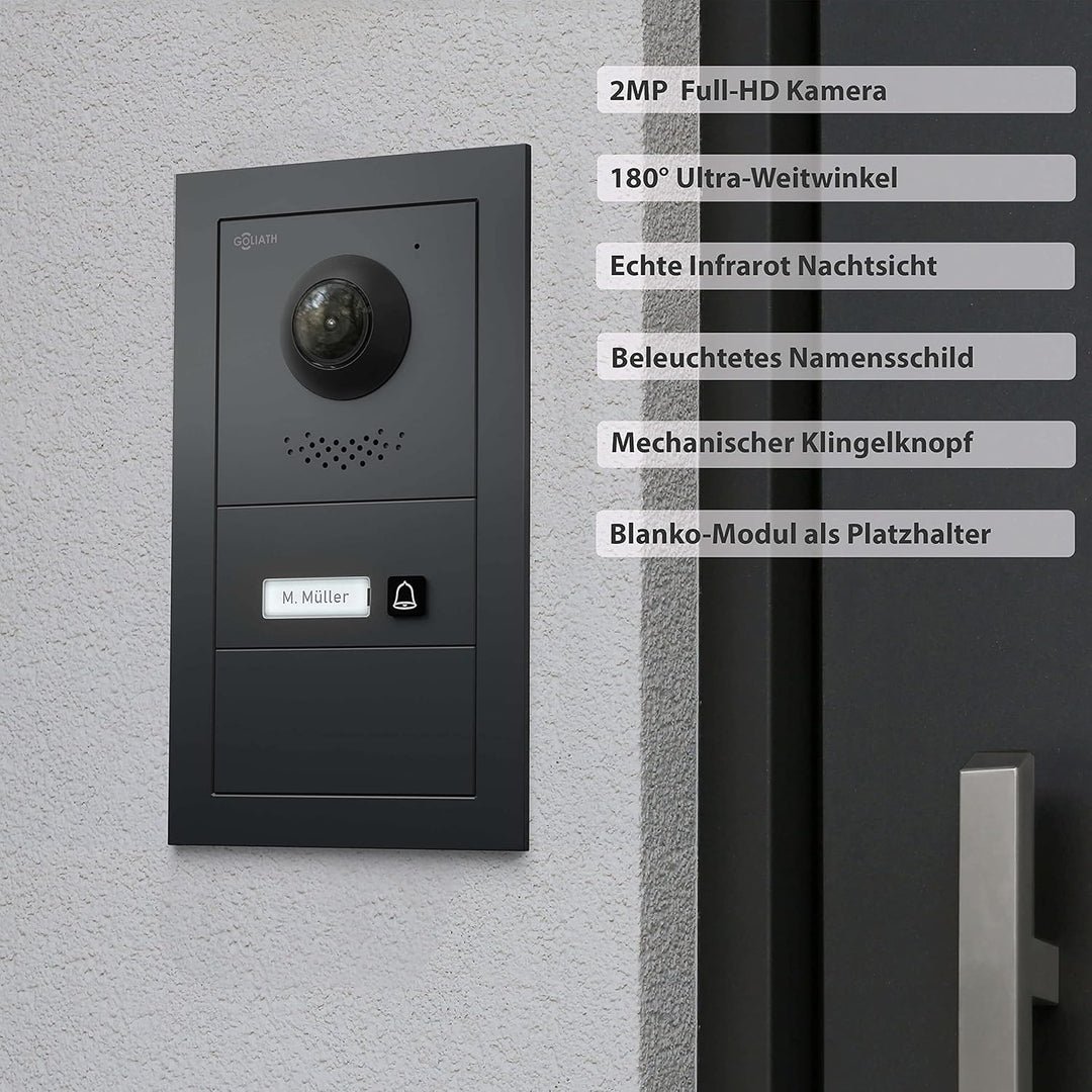 Goliath Hybrid - IP | Full-HD Video Türsprechanlage | App | 2-Fam | 2 x Full-Touchscreen 10" | Alumi