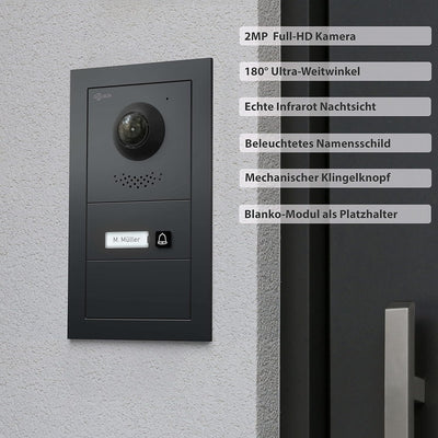 Goliath Hybrid | IP | Full-HD Video Türsprechanlage | App | 1-Fam | 2 x Full-Touchscreen 10" | Alumi