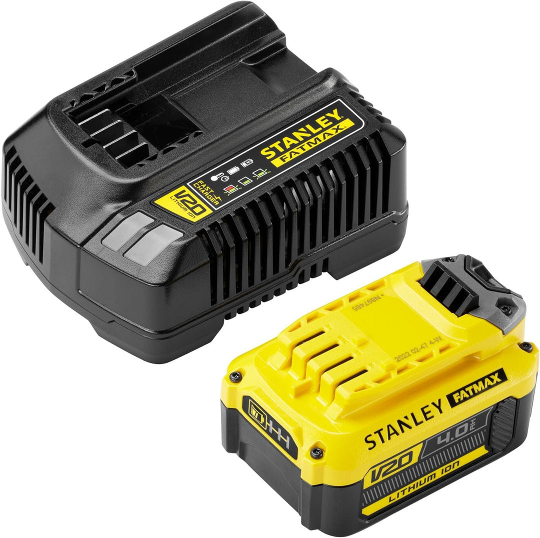 Stanley FatMax Akku Starter-Kit SFMCB14M1 (18 Volt, 4.0 Ah, zum Einstieg in das V20-Akkusystem von S