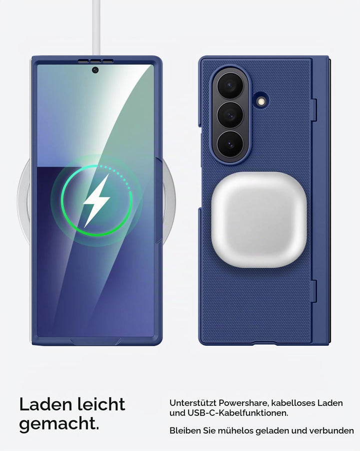 Miimall Kompatibel mit Samsung Galaxy Z Fold 7 Hülle mit Displayschutz, [Tragbarer Ständer] Kratzfes