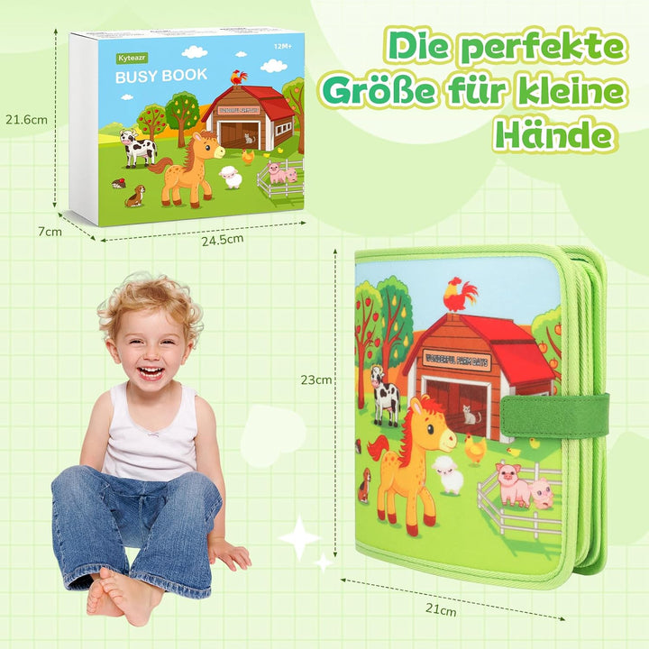 25‑in‑1 Bauernhof Busy Board ab 1 Jahr für unterwegs | Quiet Book Montessori Spielzeug, Geschenk für