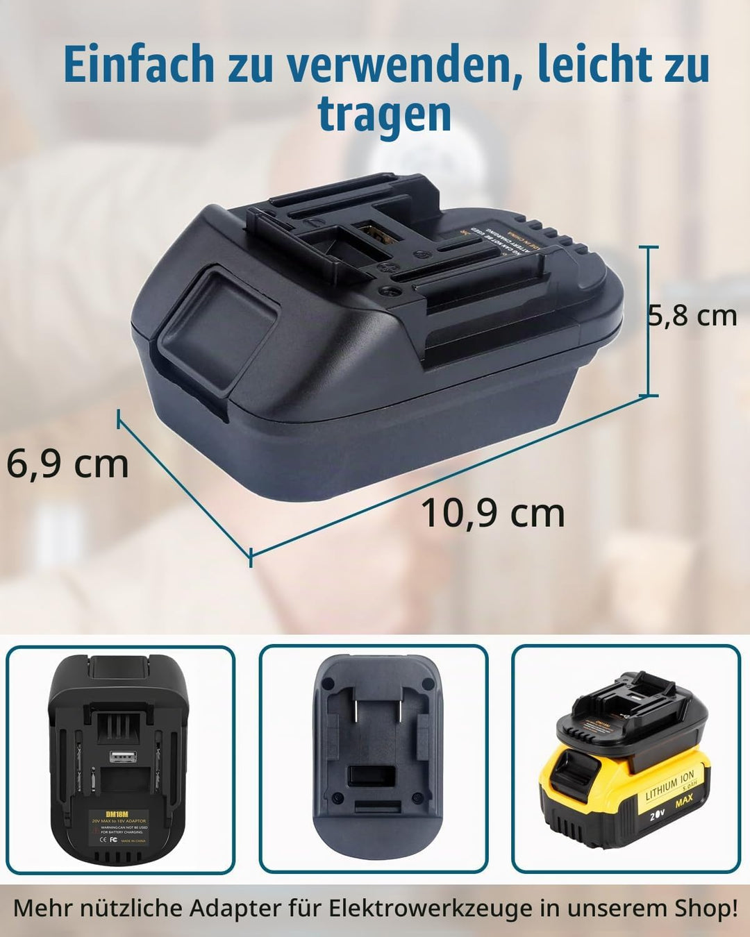 TPDL Adapter für Dewalt 18V Akku zu Geeignet für Makita Werkzeuge, und für Milwaukee M18 Li-Ion Akku