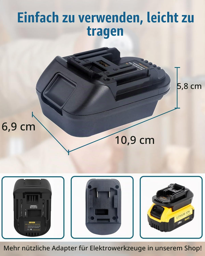 TPDL Adapter für Dewalt 18V Akku zu Geeignet für Makita Werkzeuge, und für Milwaukee M18 Li-Ion Akku