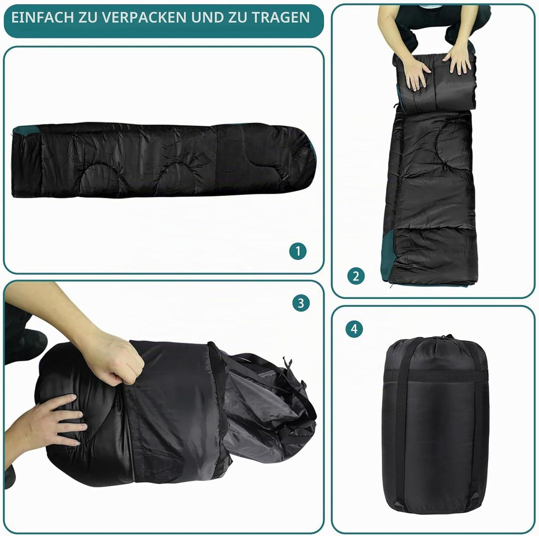 Schlafsack Outdoor für Camping 3 Jahreszeiten Erwachsene Schlafsack, 2 in 1 Funktion Deckenschlafsäc