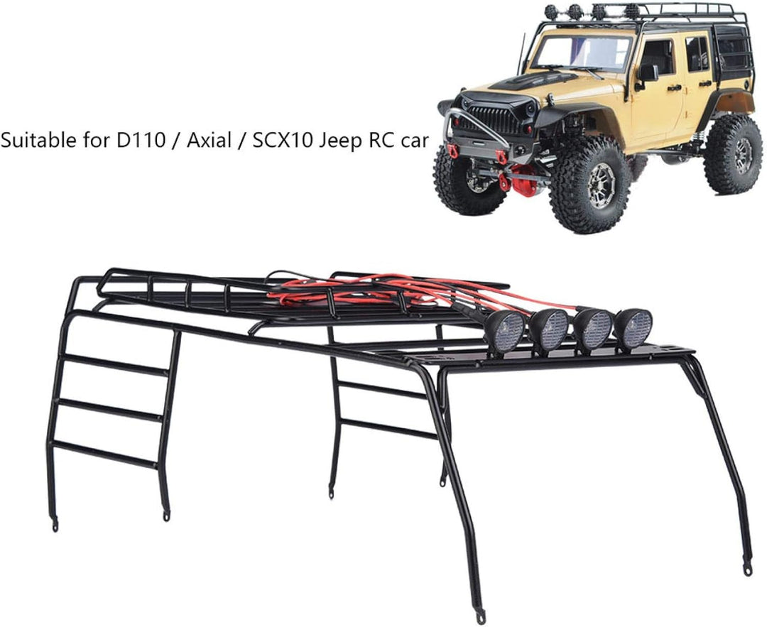 RC Car Dachgepäckträger RC Car Dachgepäckträger Gepäckträger Mit 4 LED-Leuchten für D110 SCX10 Wrang