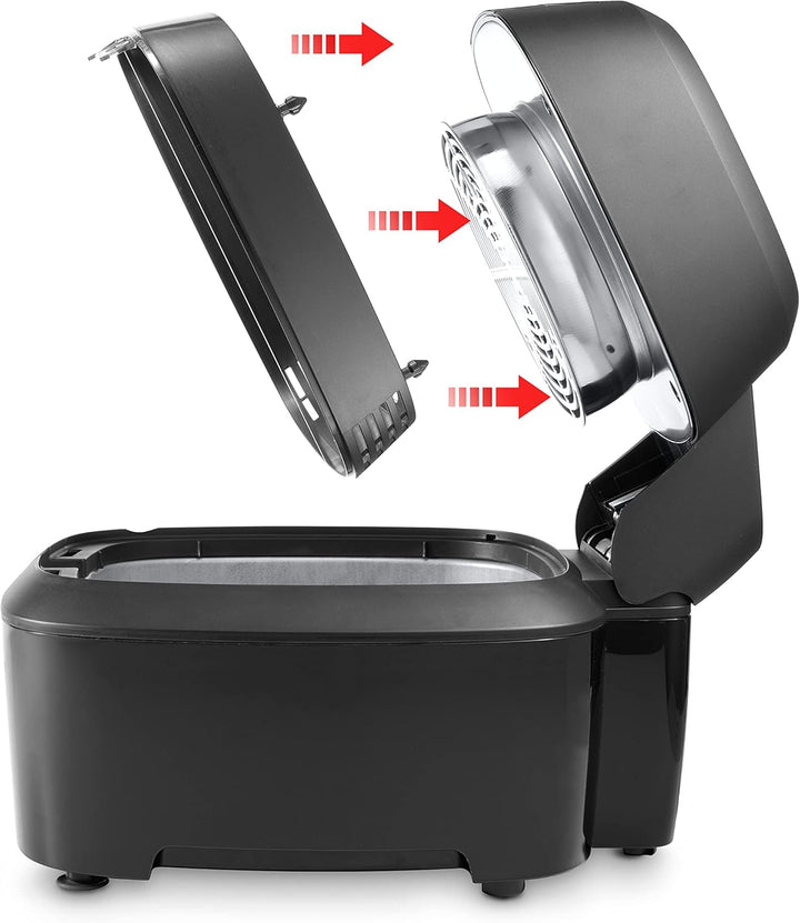 De'Longhi FH2184.BK IDEALFRY Luftfritteuse, Kapazität 1,25 kg, digitales Bedienfeld, 5 voreingestell