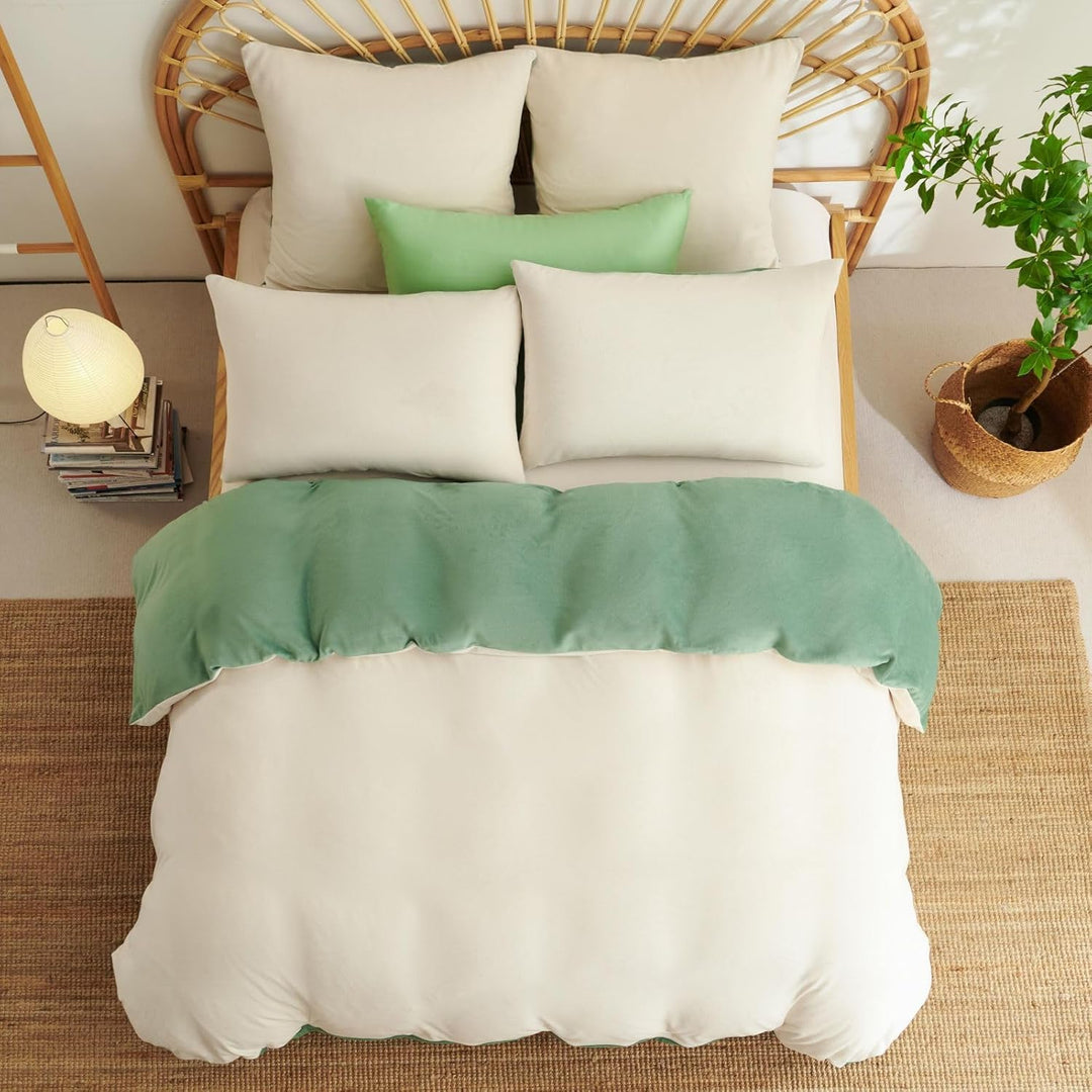 Tospass Winter Bettwäsche 200x200cm 3 Teilig Plüsch Flanell Fleece Creme Weiss Frucht Grün Warm Wint