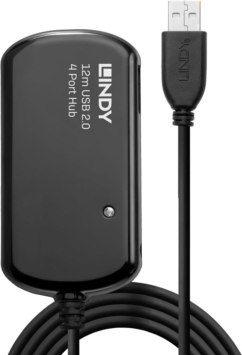 LINDY USB 2.0 Aktiv-Verlängerungs-Hub Pro - Kabel, 42783, Schwarz