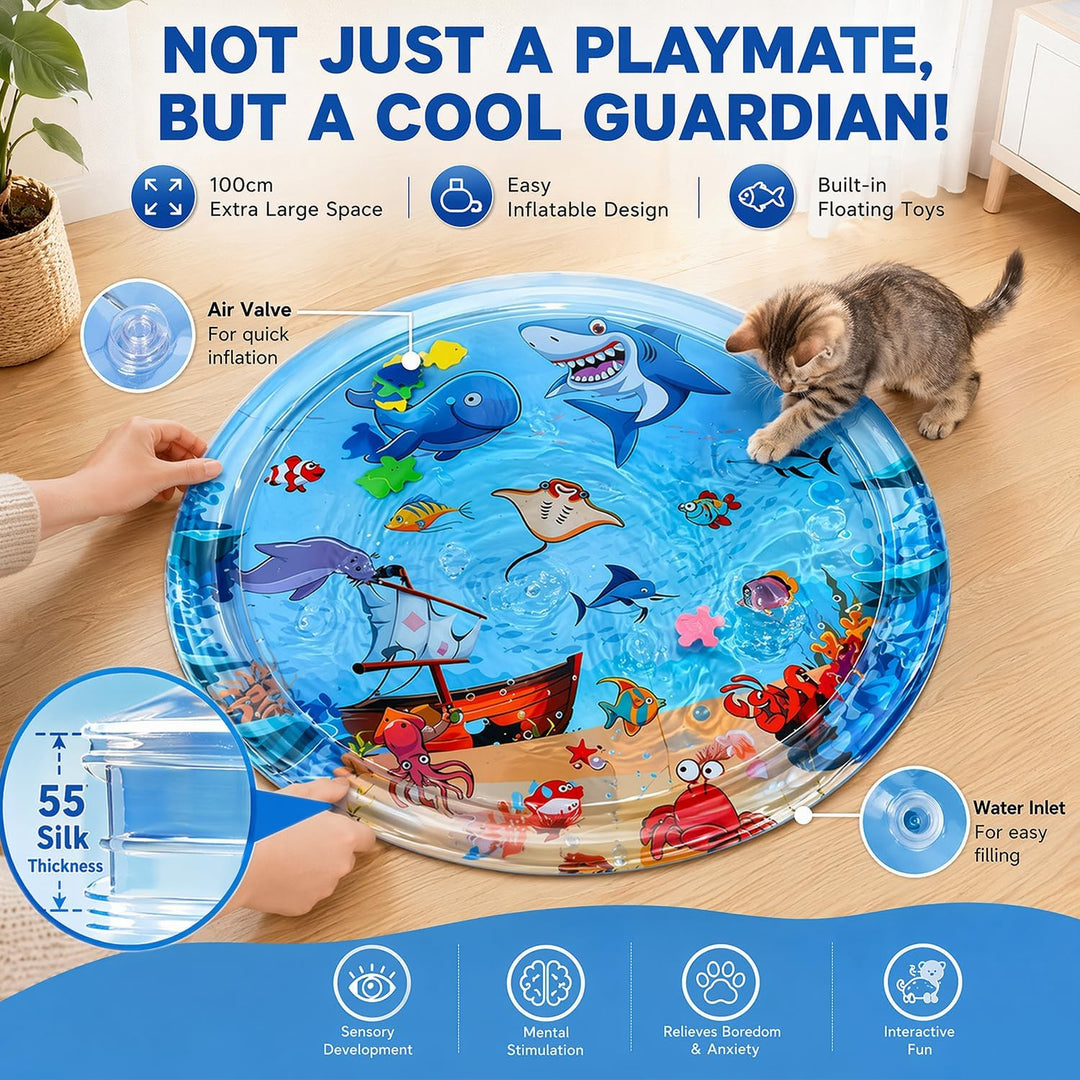 Katze Wassermatte, Interaktive Katze Spielzeug, Sensorische Wassermatte für Katzen, Anti-Kratzer Lec