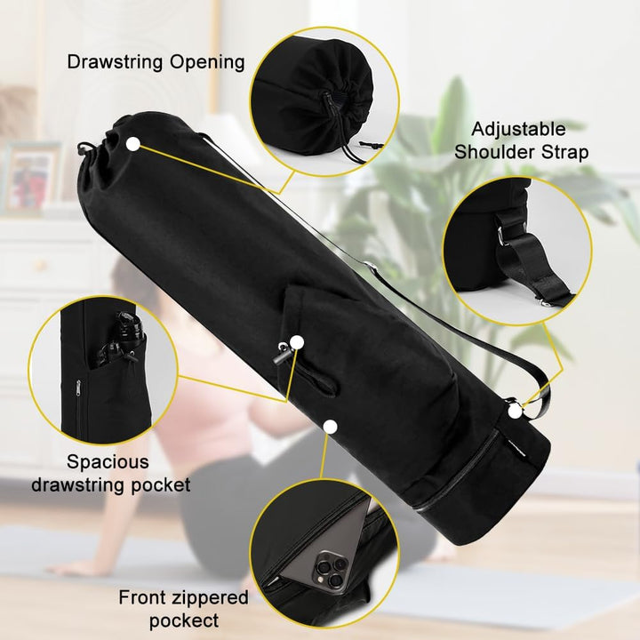 Yogatasche, Yogamatte Tasche mit Verstellbarem Schultergurt Yoga Tasche Gross mit Nassfach und Flasc
