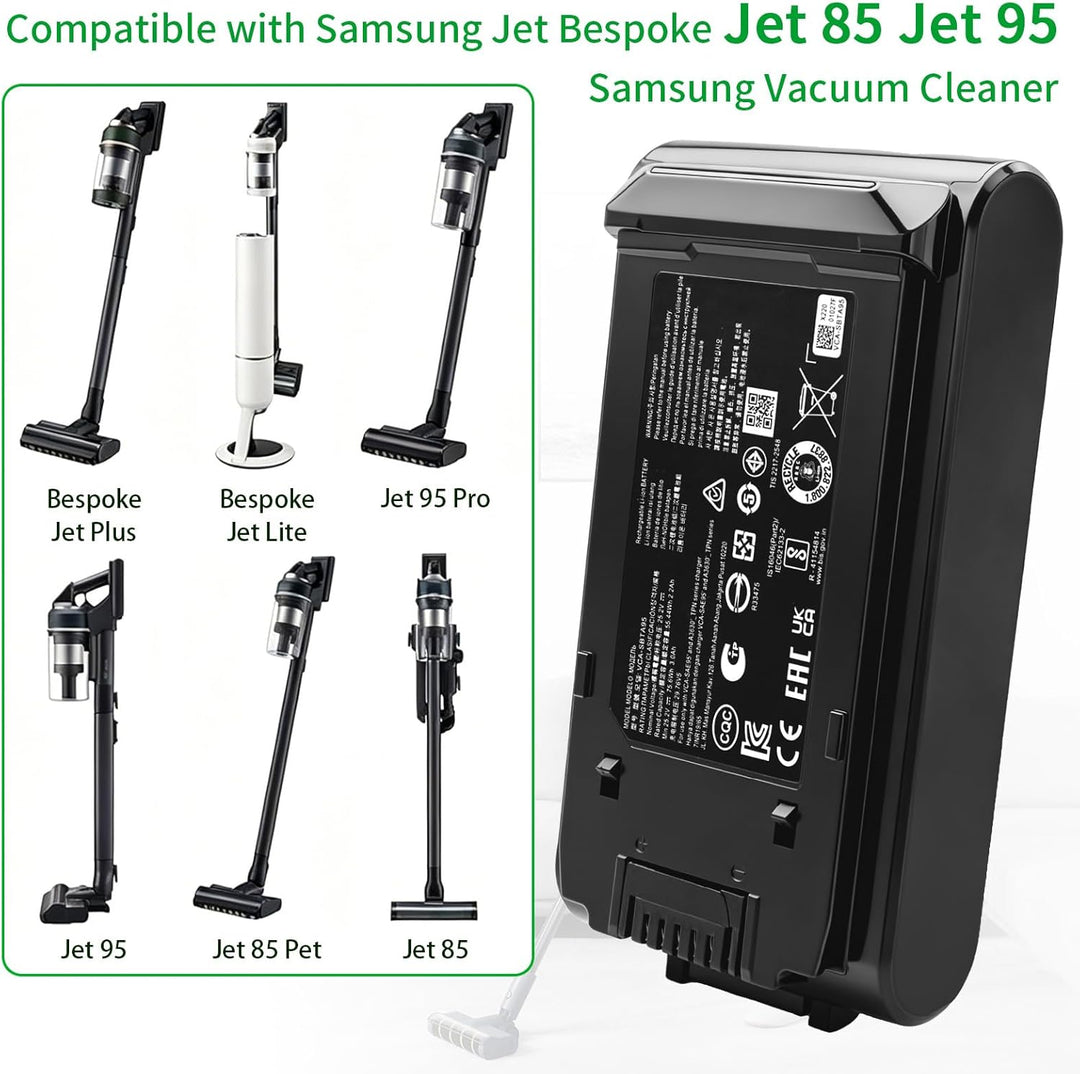 2200mAh VCA-SBTA95 Ersatzakku für Samsung Bespoke Jet 95 Jet 85 Akkustaubsauger, kompatibel mit VS20