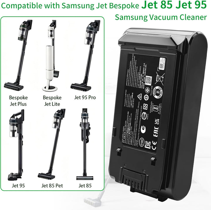 2200mAh VCA-SBTA95 Ersatzakku für Samsung Bespoke Jet 95 Jet 85 Akkustaubsauger, kompatibel mit VS20