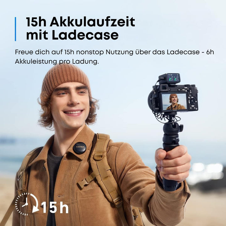 AnkerWork M650 Kabelloses Lavalier Mikrofon, Professionelle Geräuschunterdrückung, Magnetisches Cove