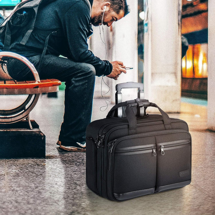 KROSER Trolley Business, Handgepäck Koffer mit Rädern Bis zu 17,3 Zoll Laptop wasserdichte Übernacht
