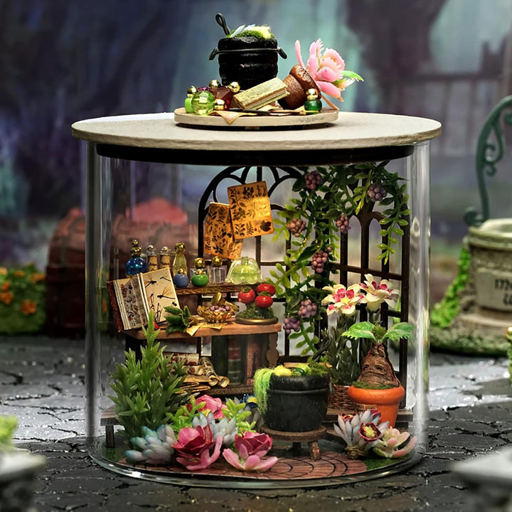 Cuteefun DIY Miniatur Haus Puppenhaus Kit mit Staubabdeckung &amp; LED Licht | DIY Holz Traum Flasche Ki