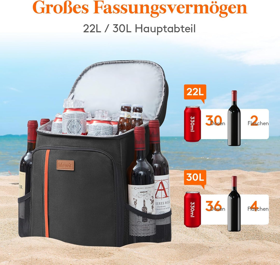 Lifewit 30L Kühlrucksack Auslaufsichere Kühltasche Rucksack wasserdichte Picknickrucksack Isolierte