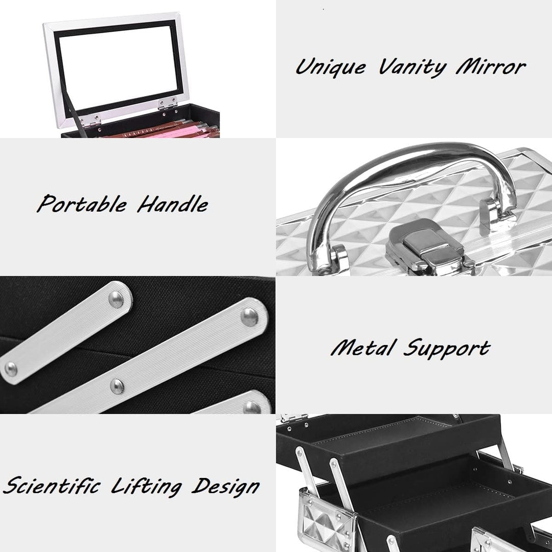 GIANTEX Kosmetikkoffer mit Spiegel, Beauty Make-up Case Schminkkoffer aus ABS und Aluminium, 2 auszi