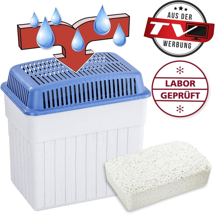 WENKO Feuchtigkeitskiller mit 2 kg Granulatblock, Raumentfeuchter, fasst bis zu 2,8 l Feuchtigkeit,