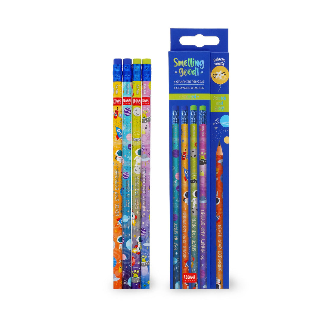Legami - Set mit 4 duftenden HB-Bleistiften - Smelling Good, Duft von Erdbeere, Details aus Folie, m