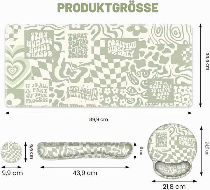 Grosse Schreibtischunterlage, beigefarbenes Gaming-Mauspad, Schreibtischunterlage, XXL-Mauspad + Tas