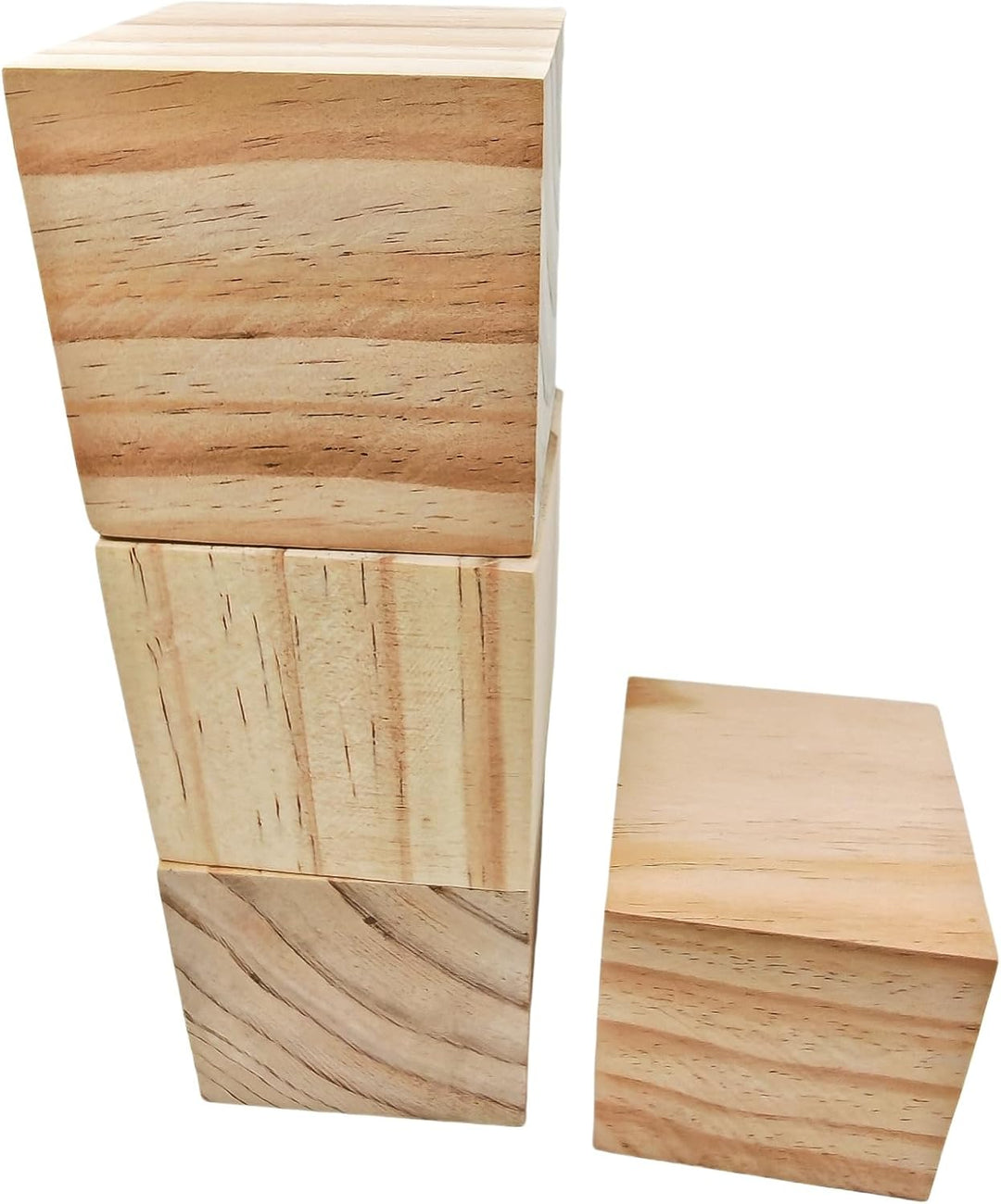Holzwürfel, 9 cm, 4 Stück, unlackierte quadratische Holzblöcke, natürliche Holzblöcke zum Basteln, S