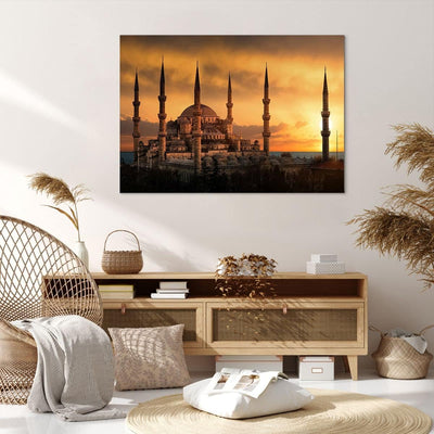 Bilder auf Leinwand 100x70cm Leinwandbild Sonnenuntergang istanbul türkei reise Gross Wanddeko Bild