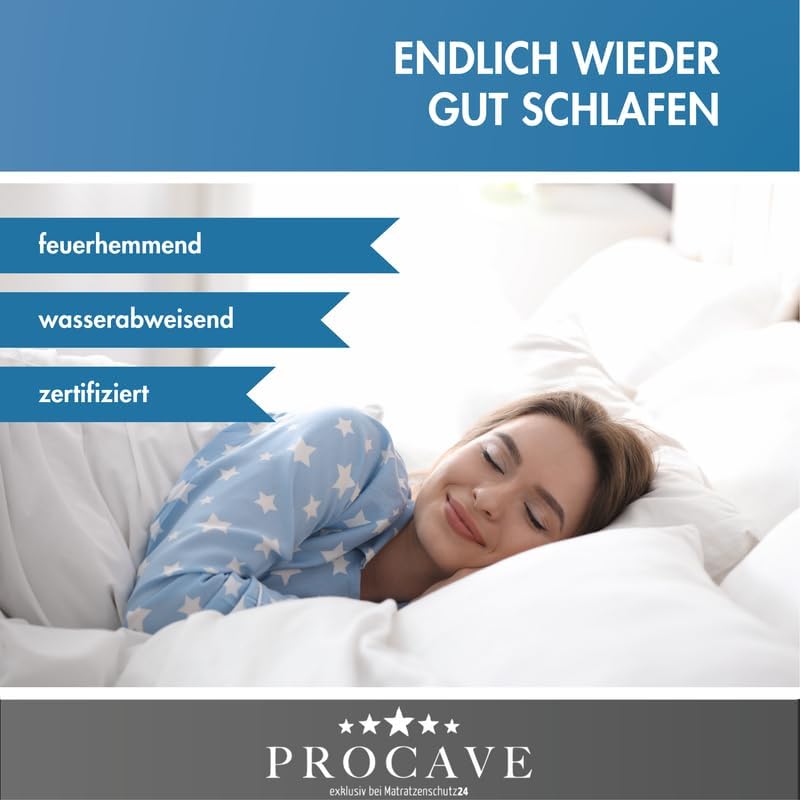 PROCAVE wasserdichter Matratzenbezug in blau. atmungsaktiv und abwischbar 180x220 cm für Matratzen-H
