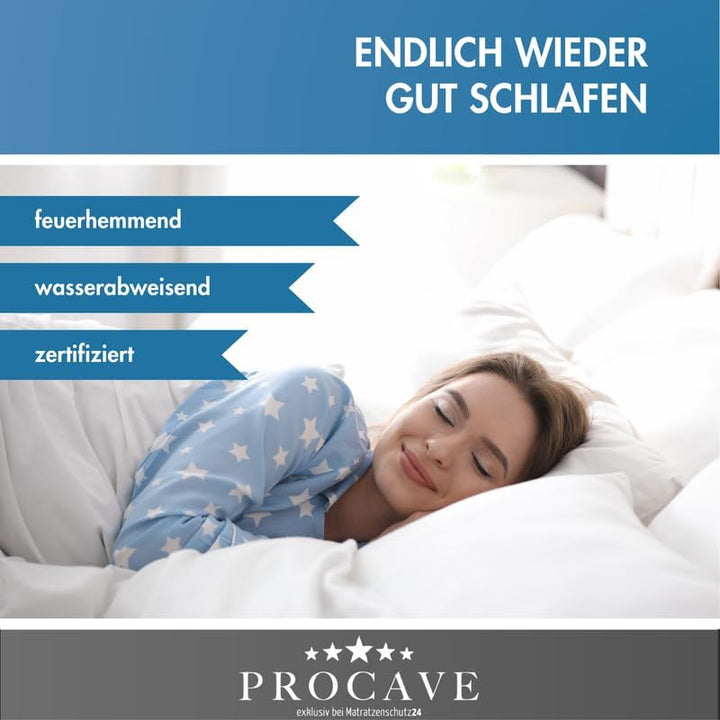 PROCAVE wasserdichter Matratzenbezug in blau. atmungsaktiv und abwischbar 180x220 cm für Matratzen-H